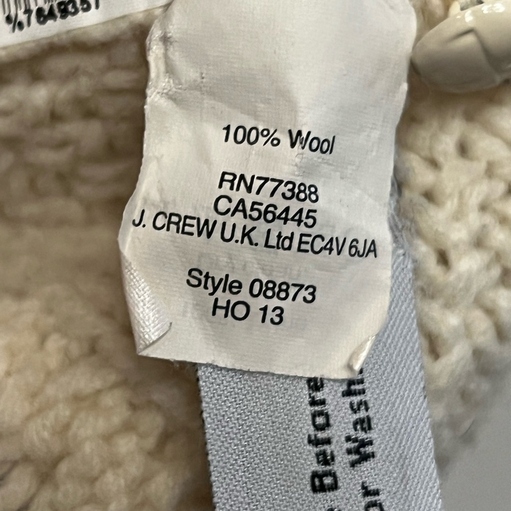 J. Crew Womens Cream Wool Oversized Fisherman Neutral Crewneck Sweater Size XS - Picture 5 of 7
